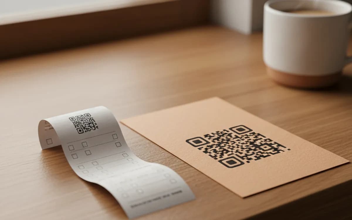 A coupon QR code shown on a printed item in a real setting