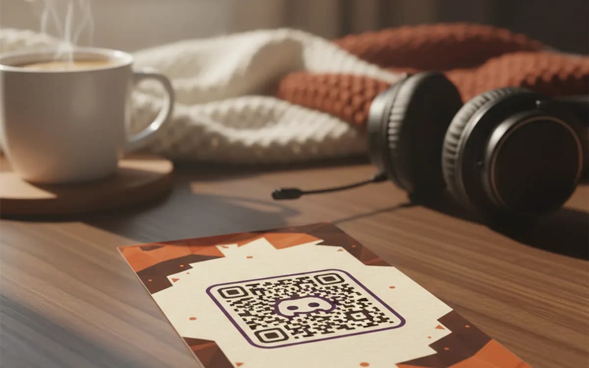 A Discord QR code shown on a printed item in a real setting