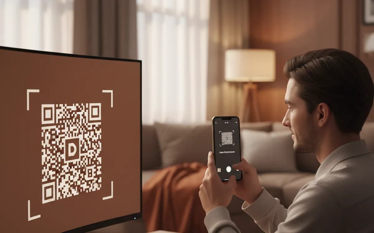 A person scanning a Discord QR code with a smartphone in a real setting