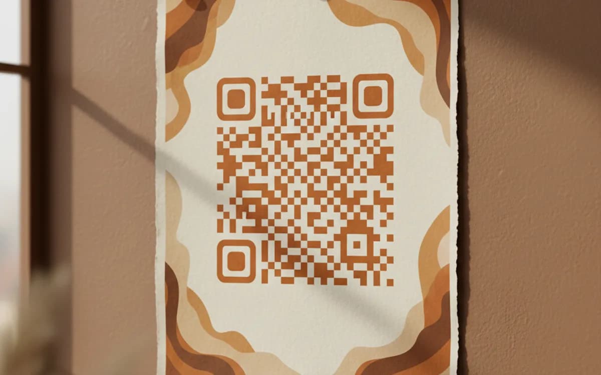 A dynamic QR code shown on a printed item in a real setting