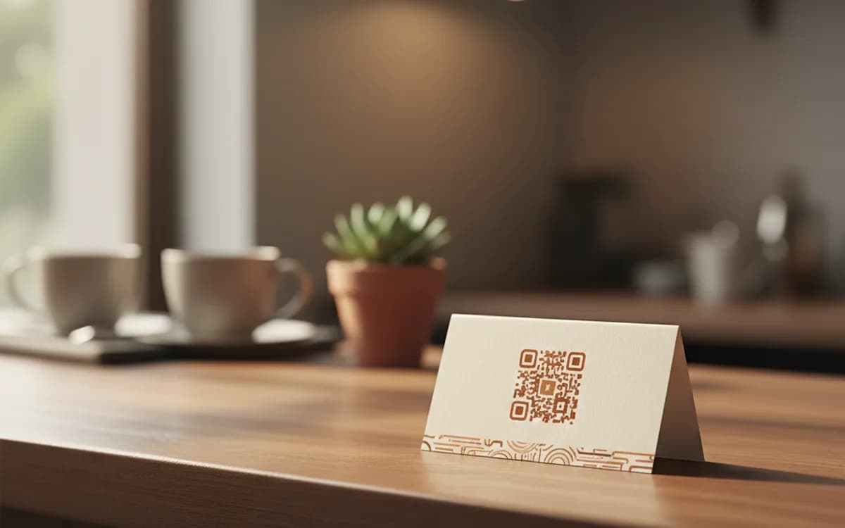 A feedback form QR code shown on a printed item in a real setting