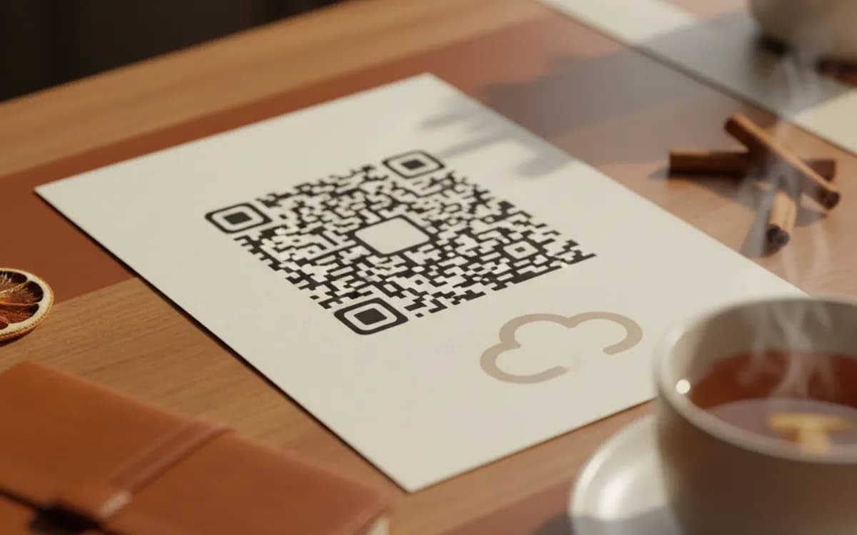 A Google Drive QR code shown on a printed item in a real setting