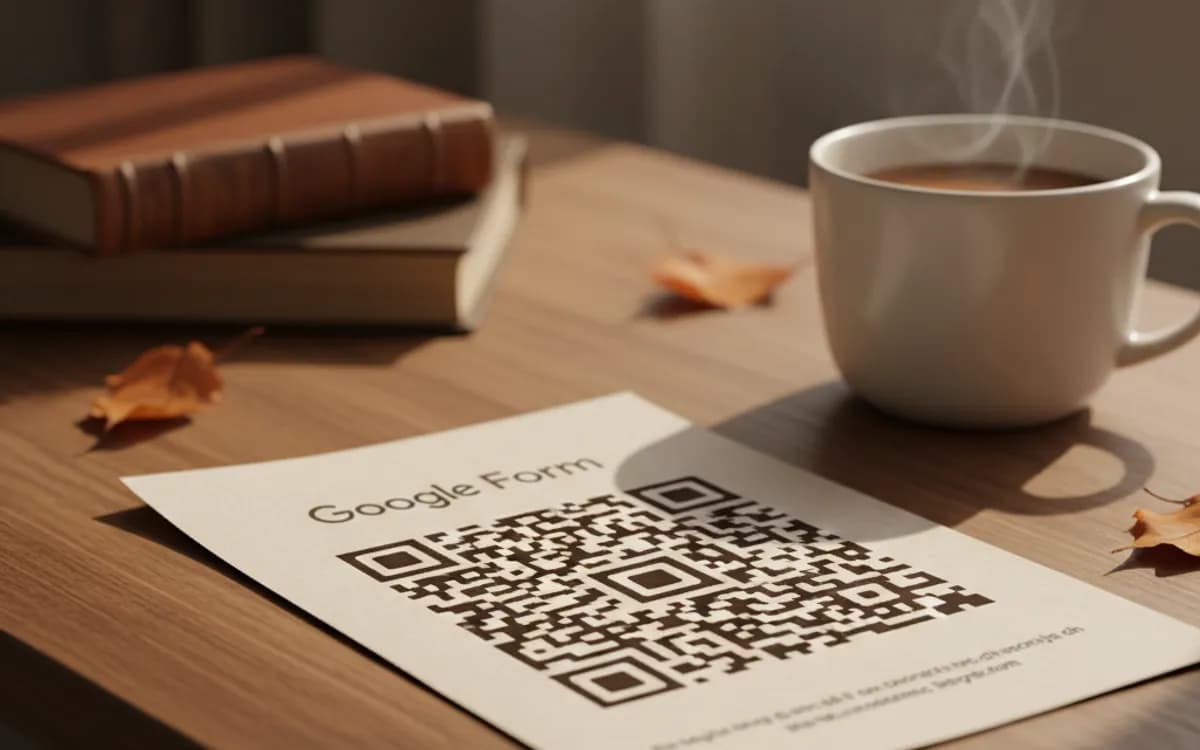 A Google Form QR code shown on a printed item in a real setting