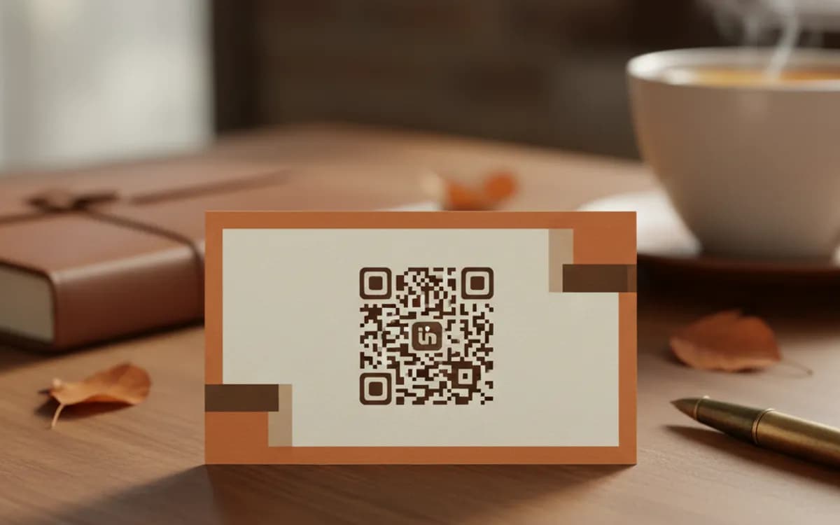 A LinkedIn QR code shown on a printed item in a real setting