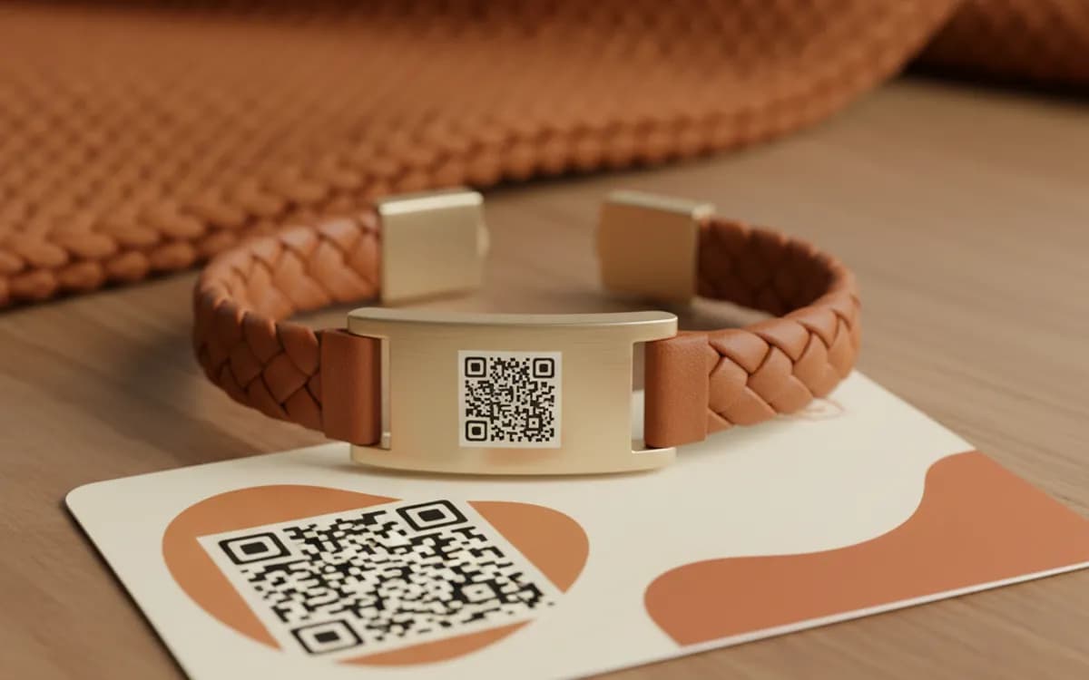 A medical ID QR code shown on a printed item in a real setting