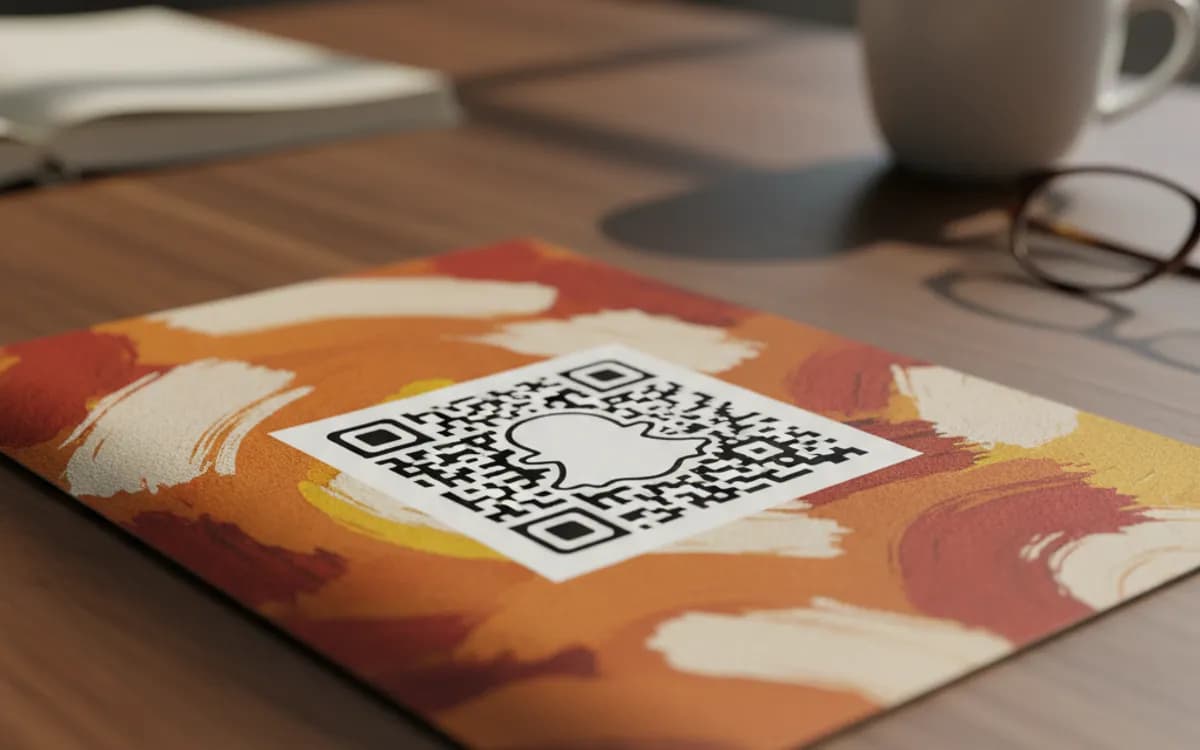 A Snapchat QR code shown on a printed item in a real setting