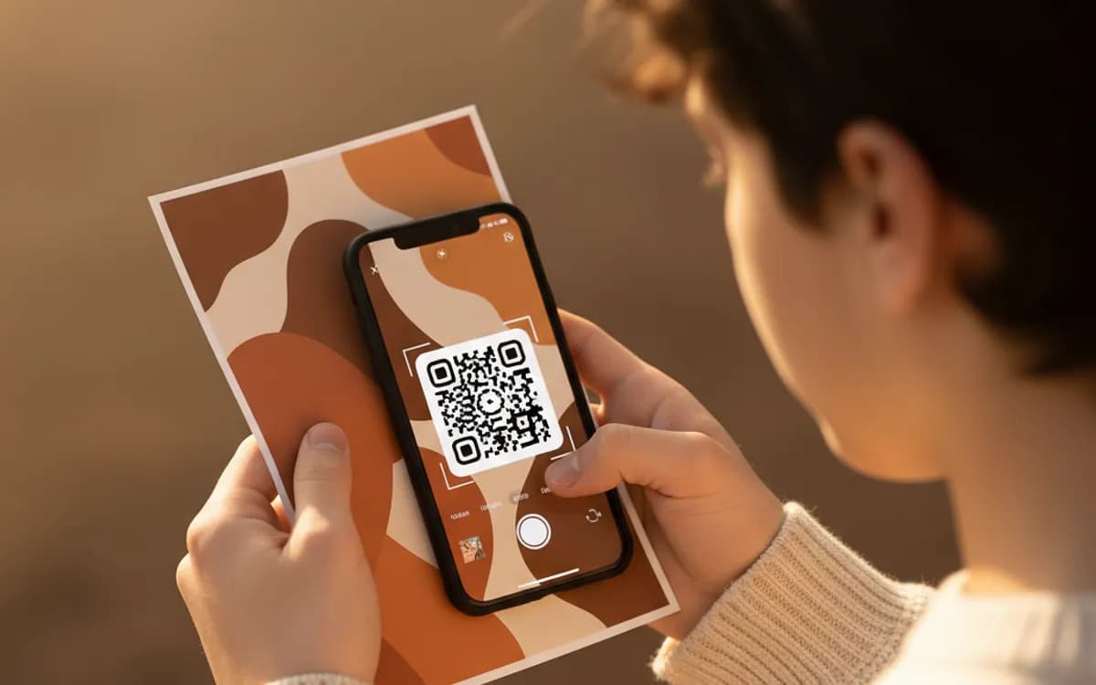 A person scanning a Snapchat QR code with a smartphone in a real setting