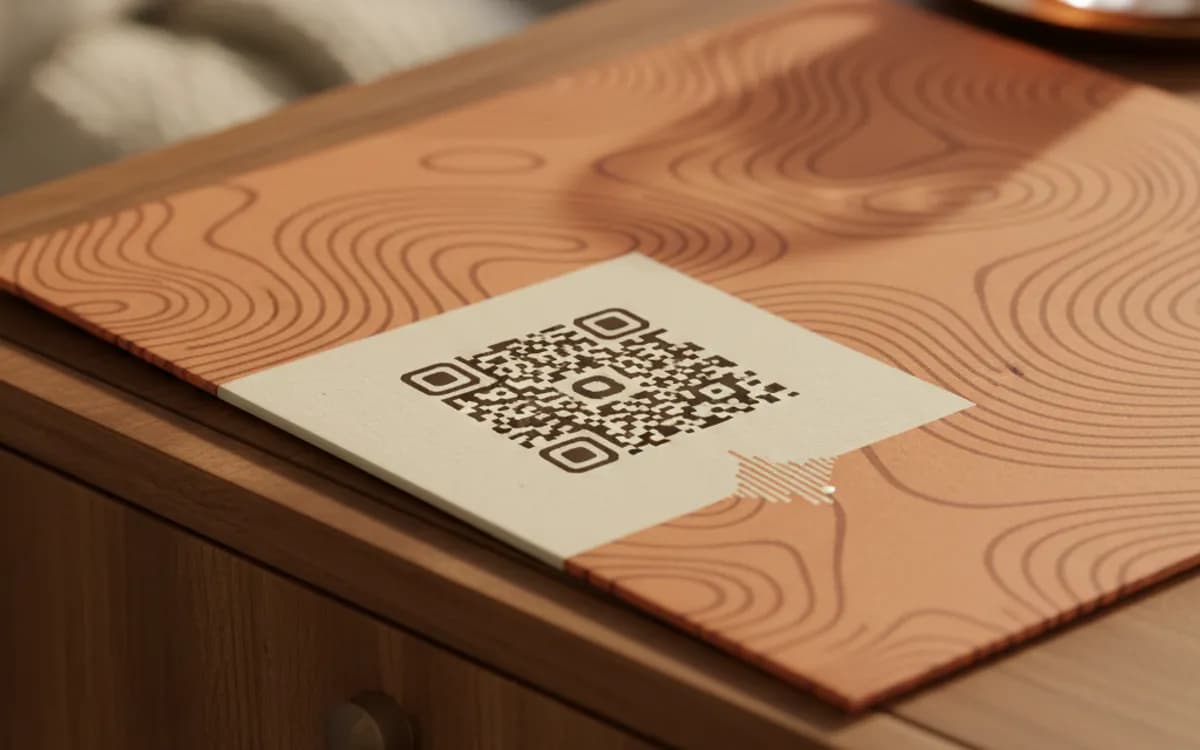 A Spotify QR code shown on a printed item in a real setting