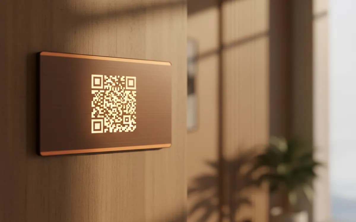 A Zoom meeting QR code shown on a printed item in a real setting