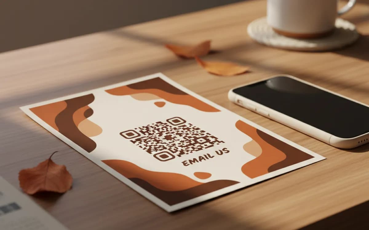 A email QR code shown on a printed item in a real setting