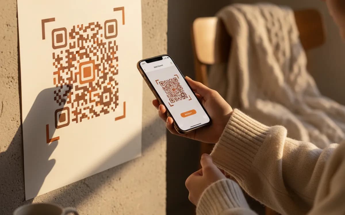 A person scanning a event QR code with a smartphone in a real setting