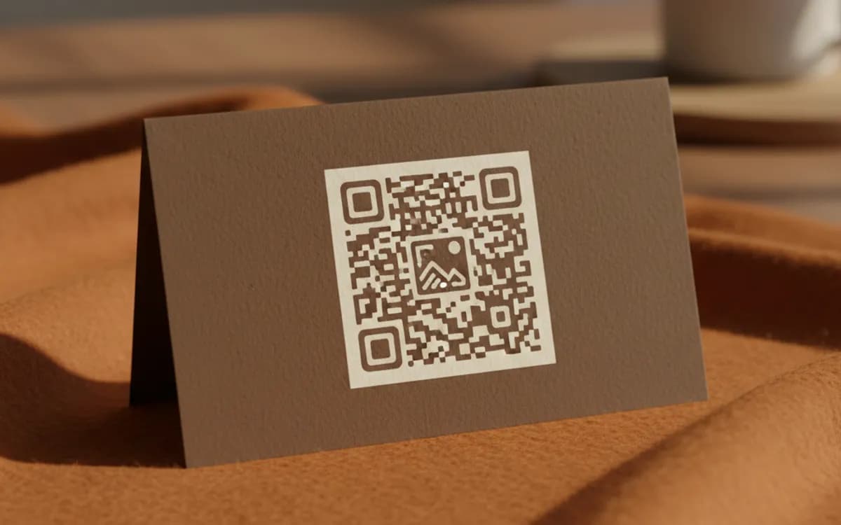 A image gallery QR code shown on a printed item in a real setting