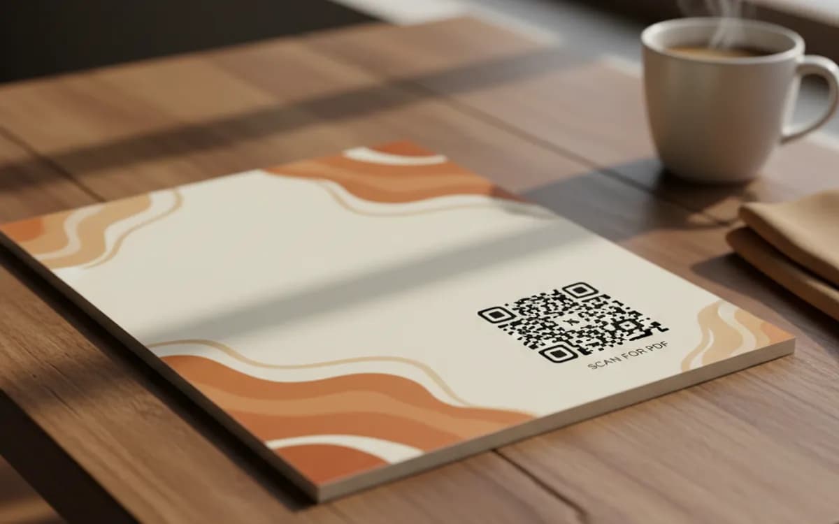 A PDF QR code shown on a printed item in a real setting