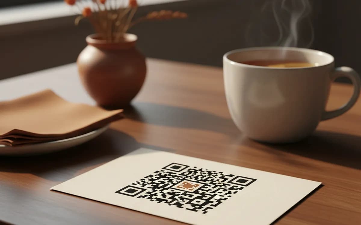 A survey QR code shown on a printed item in a real setting