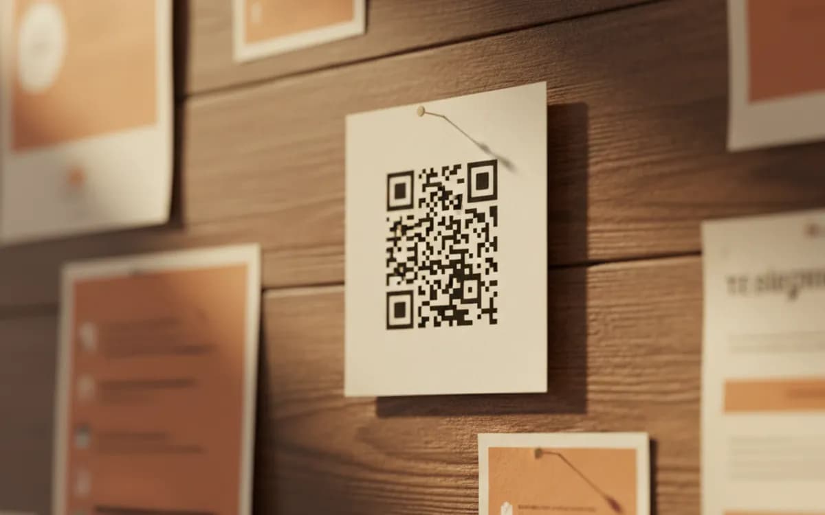 A Telegram QR code shown on a printed item in a real setting