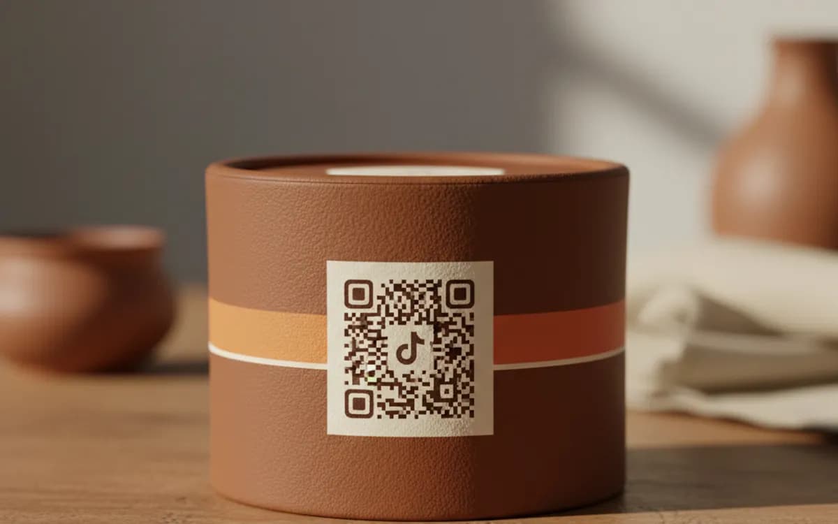 A TikTok QR code shown on a printed item in a real setting