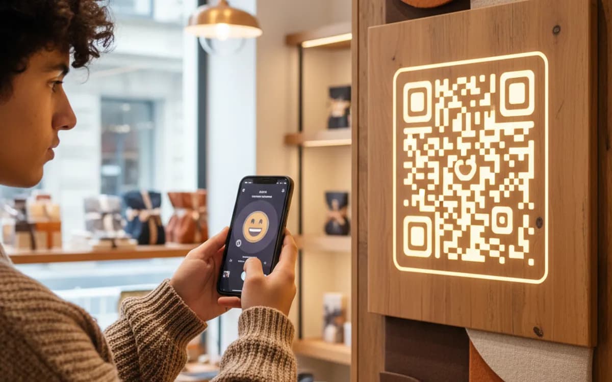 A person scanning a TikTok QR code with a smartphone in a real setting