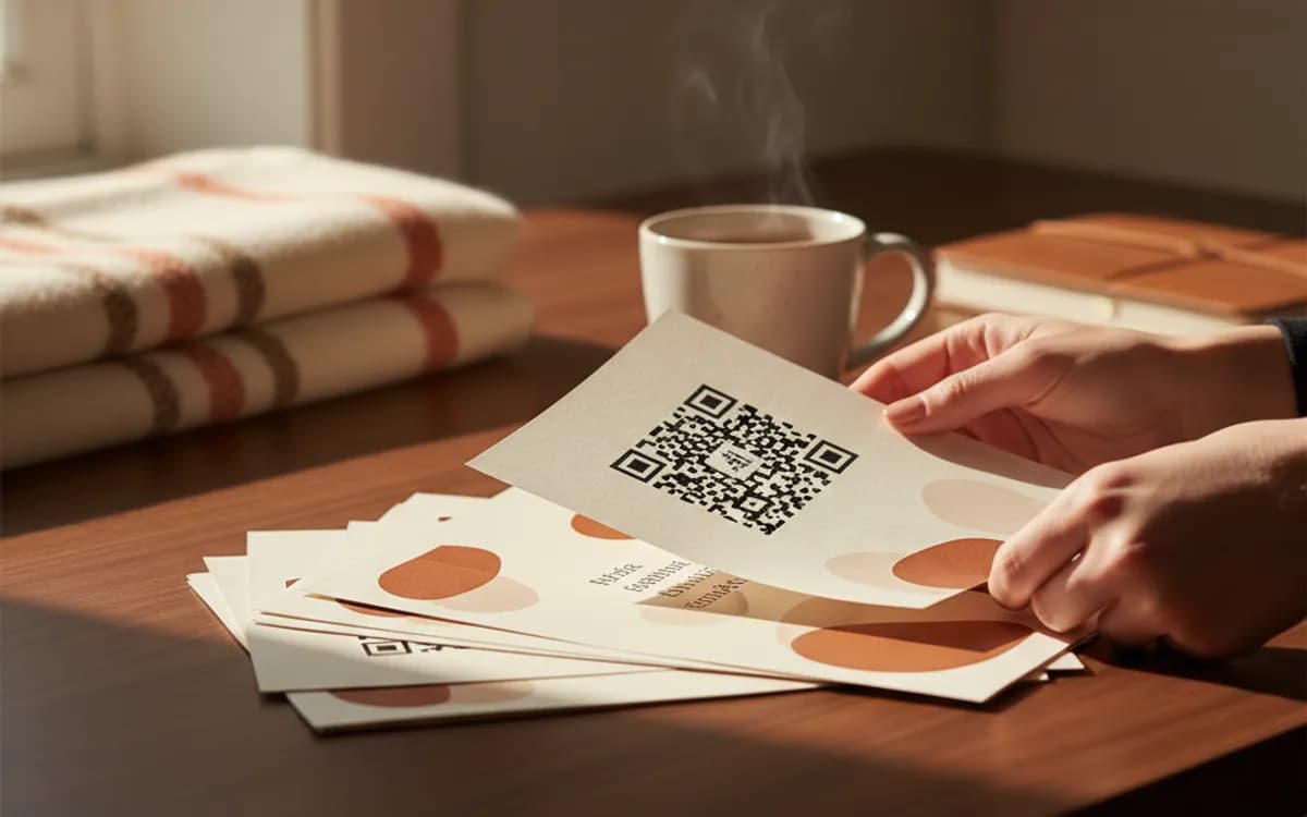 A trackable QR code shown on a printed item in a real setting
