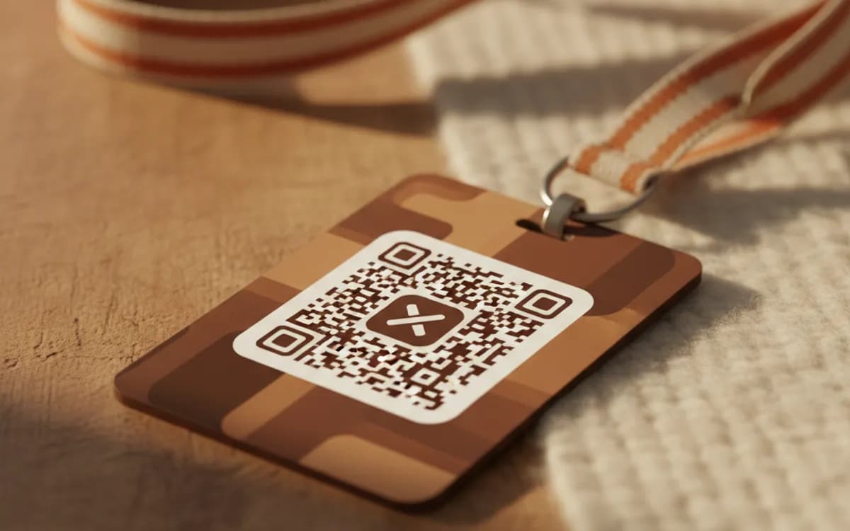 A X (Twitter) QR code shown on a printed item in a real setting