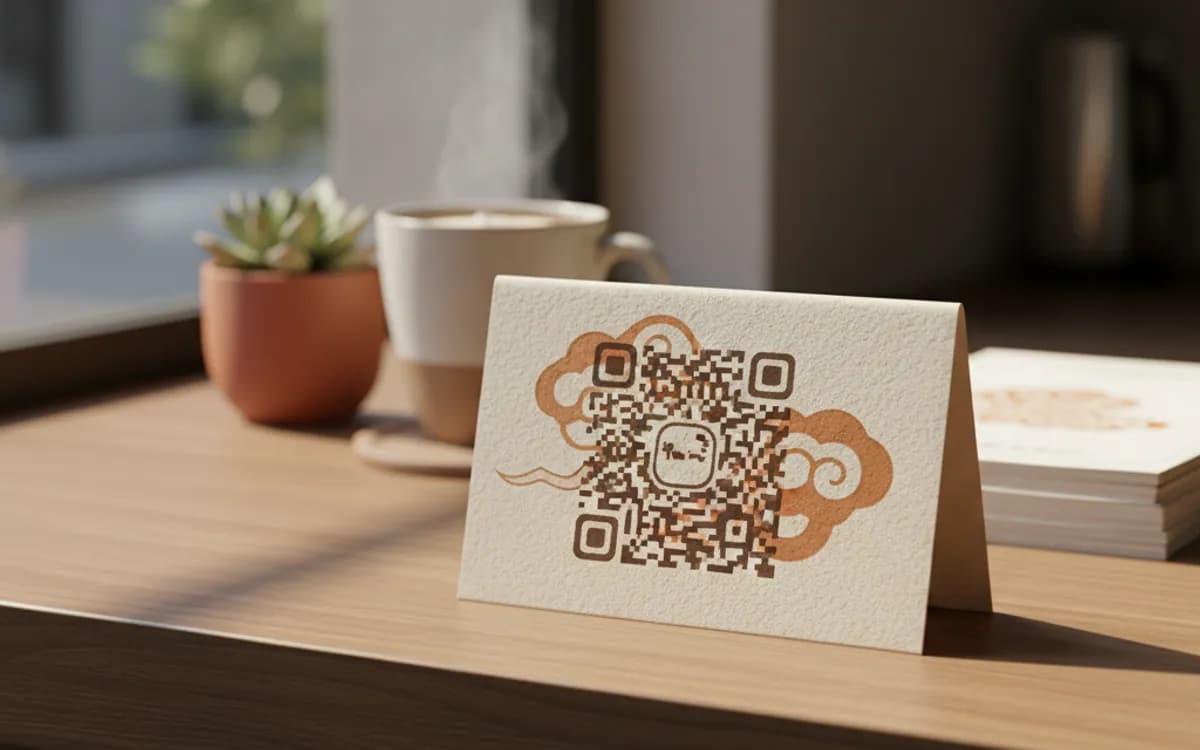 A WeChat QR code shown on a printed item in a real setting