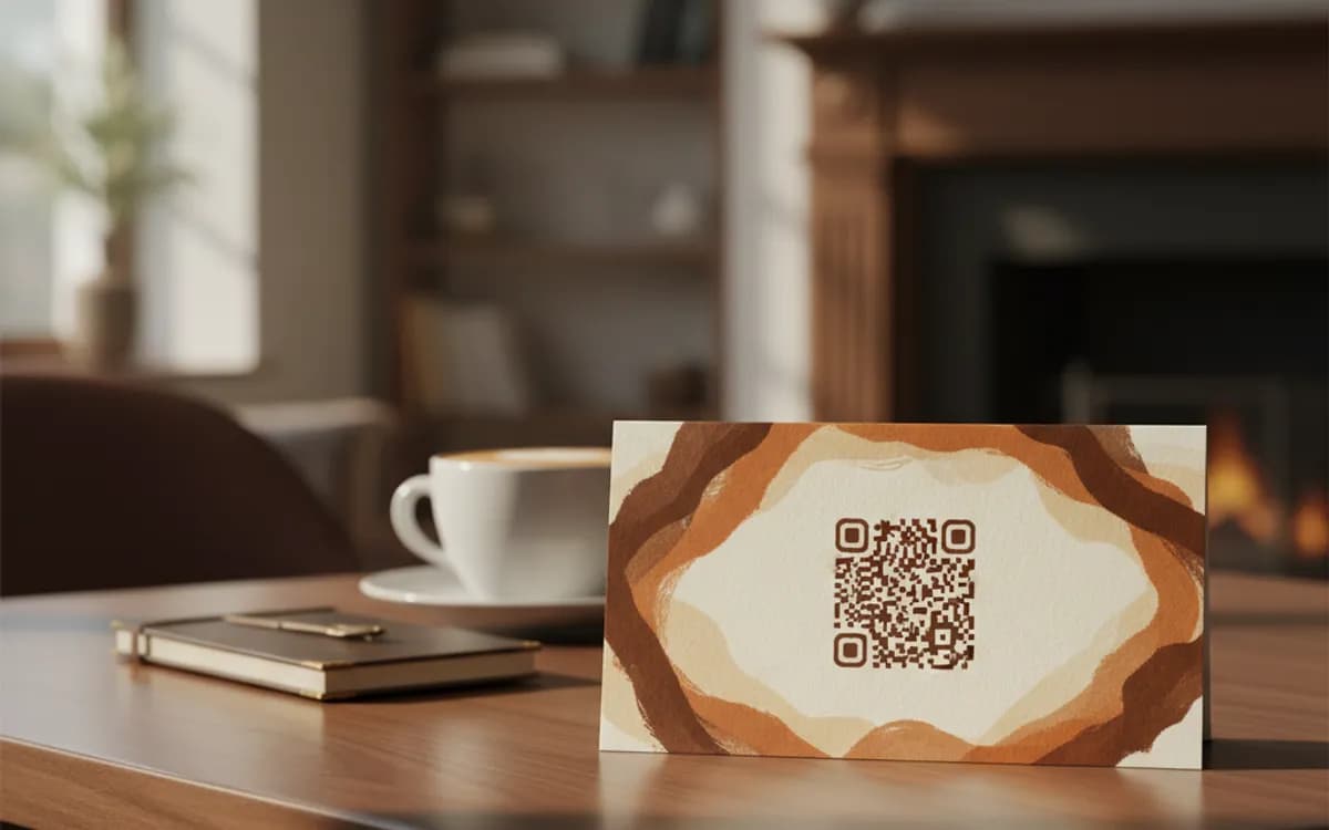 A Wi-Fi QR code shown on a printed item in a real setting