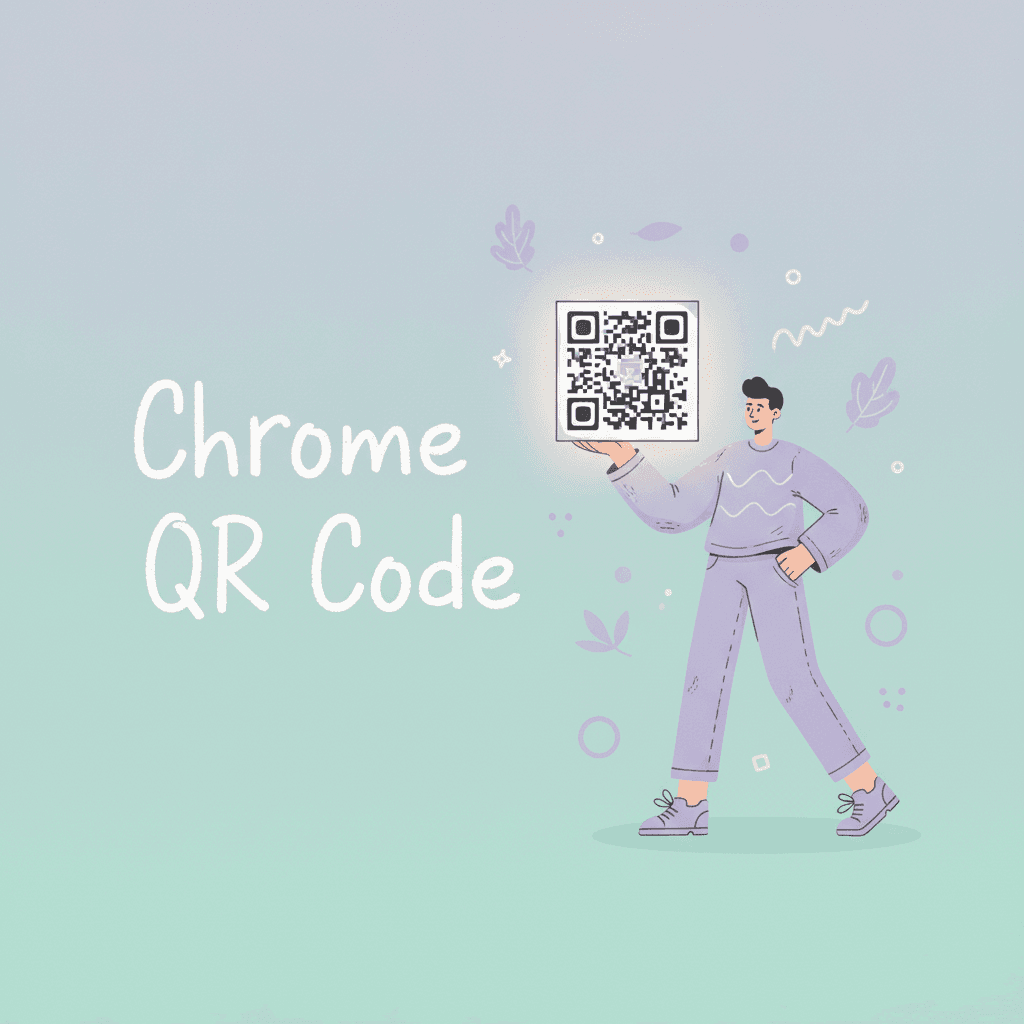 Illustration of a person holding a Chrome QR code