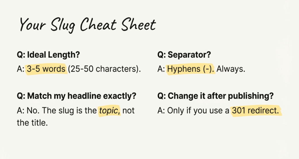 your slug cheat sheet